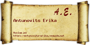 Antunovits Erika névjegykártya